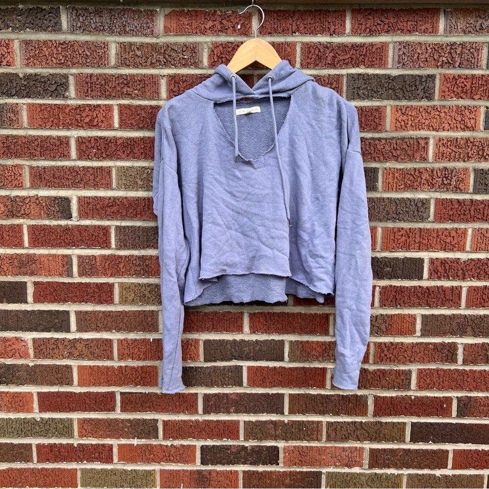 L.A. Heart Light Purple Open Chest Cropped Sweatshirt Hoodie